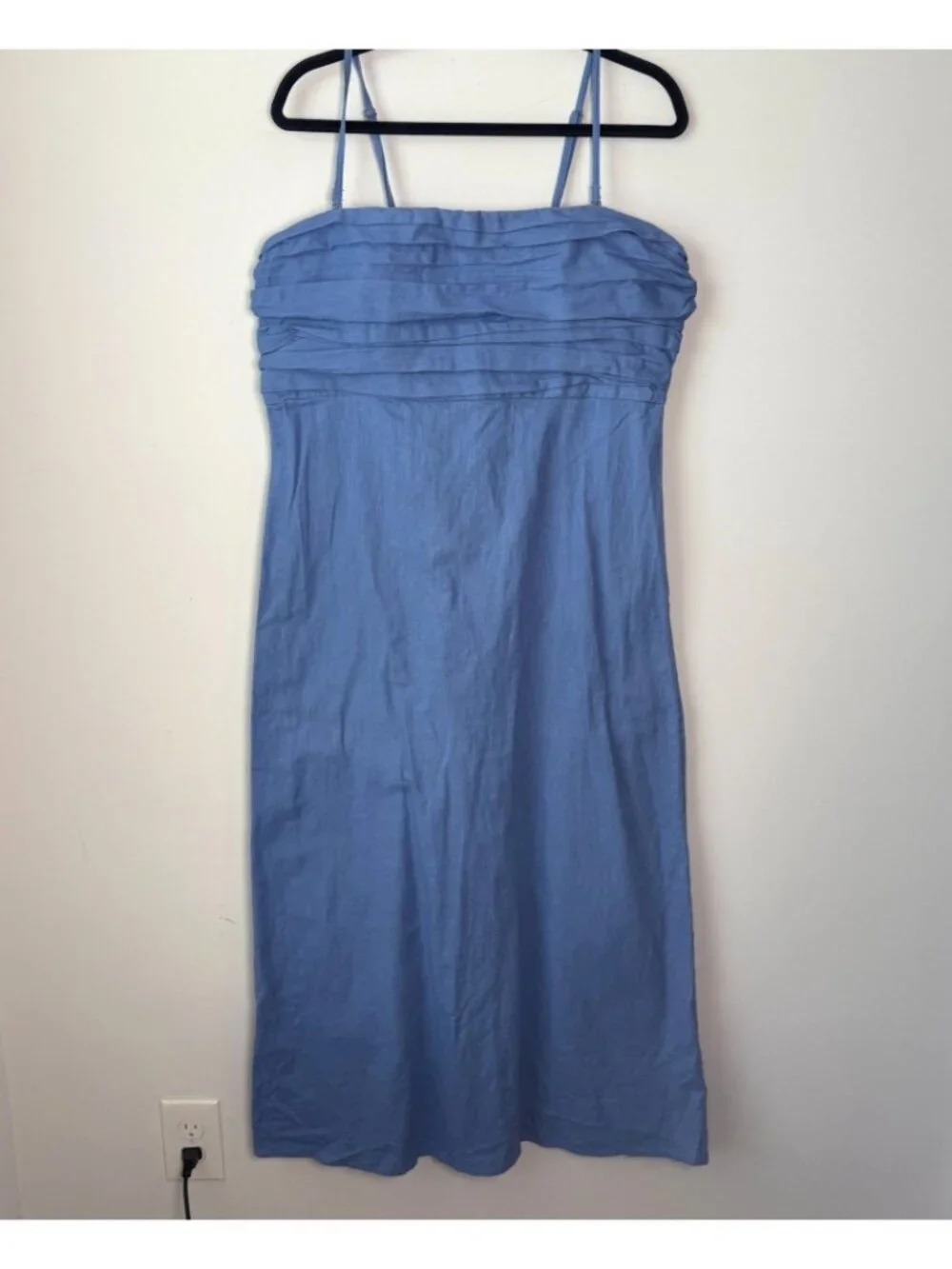 Abercrombie & Fitch Emerson Linen Cotton Blend Maxi Dress Blue XL Preppy Coastal